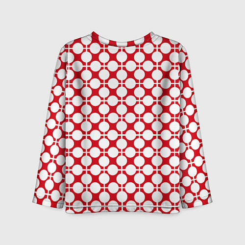 Детский лонгслив Красно белый узор в клетку и горох / 3D-принт – фото 2