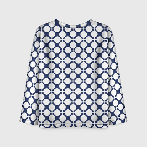 Детский лонгслив Серо-белый узор в клетку и горох ретро / 3D-принт – фото 2