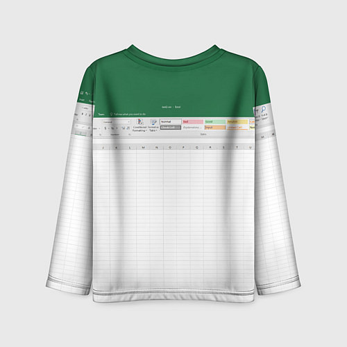 Детский лонгслив Таблица Excel текстура / 3D-принт – фото 2