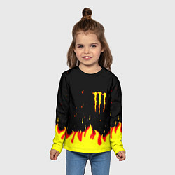 Лонгслив детский Monster energy fire steel, цвет: 3D-принт — фото 2