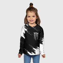 Лонгслив детский Monster energy краски штрихи белые, цвет: 3D-принт — фото 2