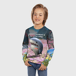 Лонгслив детский Ребят, можно я просто уйду - забавная акула Вика, цвет: 3D-принт — фото 2