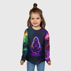 Лонгслив детский Bones медитация в космосе, цвет: 3D-принт — фото 2
