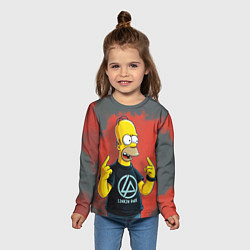 Лонгслив детский Гомер в футболке Linkin Park, цвет: 3D-принт — фото 2