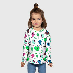 Лонгслив детский Halloween light green pumpkin - паттерн, цвет: 3D-принт — фото 2