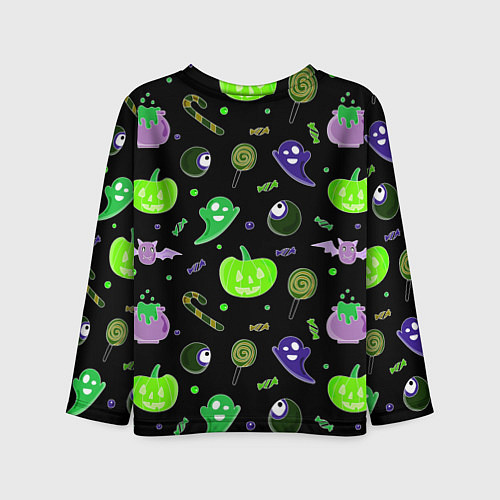 Детский лонгслив Halloween black pumpkin pattern / 3D-принт – фото 2