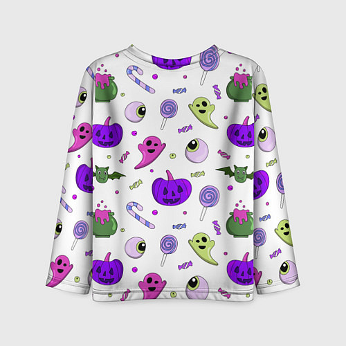 Детский лонгслив Halloween purple pumpkin pattern / 3D-принт – фото 2