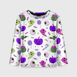 Детский лонгслив Halloween purple pumpkin pattern