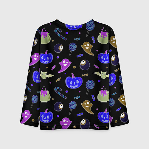 Детский лонгслив Halloween blue black pumpkin / 3D-принт – фото 2