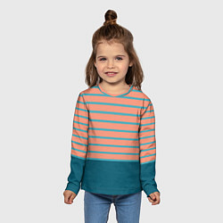 Лонгслив детский Полосатый мандариновый морской рассвет, цвет: 3D-принт — фото 2