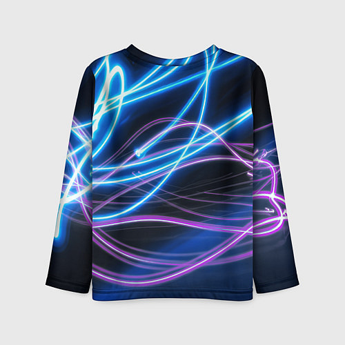 Детский лонгслив Неоновая абстракция на темном / 3D-принт – фото 2
