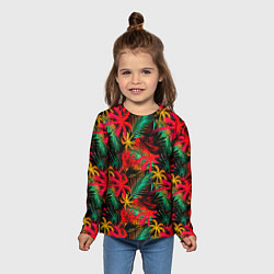 Лонгслив детский Palm yellow red, цвет: 3D-принт — фото 2