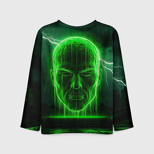 Детский лонгслив Неоновая голова / 3D-принт – фото 2