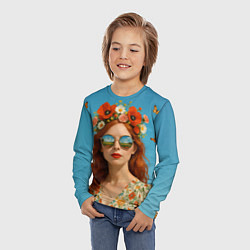 Лонгслив детский Девушка в очках, цвет: 3D-принт — фото 2