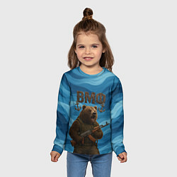Лонгслив детский ВМФ Медведь с АК-47, цвет: 3D-принт — фото 2
