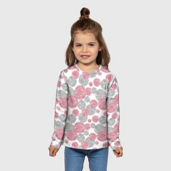 Лонгслив детский Крупный красный серый горох с леопардовой текстуро, цвет: 3D-принт — фото 2