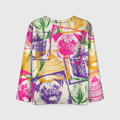 Детский лонгслив Мопс и праздник / 3D-принт – фото 2