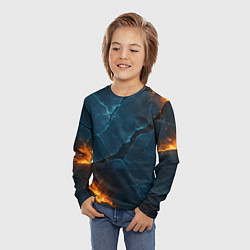 Лонгслив детский Разлом плит с огнем, цвет: 3D-принт — фото 2
