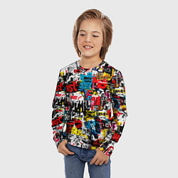 Лонгслив детский Граффити коллаж, цвет: 3D-принт — фото 2
