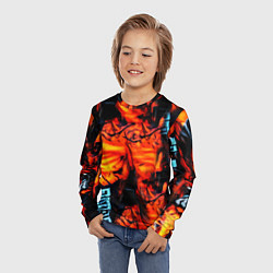 Лонгслив детский Абстрактная текстура рыжего пламени, цвет: 3D-принт — фото 2