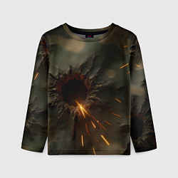 Лонгслив детский Следы от пуль на камуфляже, цвет: 3D-принт