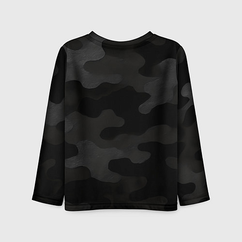 Детский лонгслив Черно-серая текстура камуфляжа / 3D-принт – фото 2
