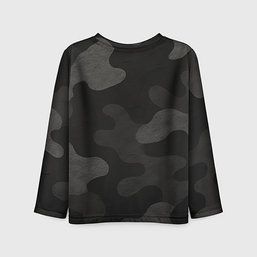 Детский лонгслив Черно-серый камуфляж / 3D-принт – фото 2