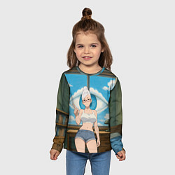 Лонгслив детский Dandadan Seiko в комнате указывает, цвет: 3D-принт — фото 2