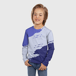 Лонгслив детский Сине-голубые неравномерные полосы, цвет: 3D-принт — фото 2