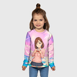 Лонгслив детский Сиратори Айра делает сердечко руками - Дандадан, цвет: 3D-принт — фото 2