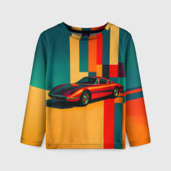 Детский лонгслив Спорткар ретрофутуризм поп-арт 1970-е