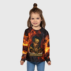 Лонгслив детский XXXTentacion на фоне огня, цвет: 3D-принт — фото 2