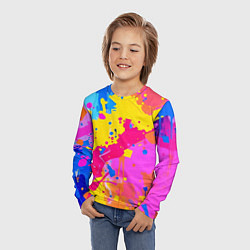 Лонгслив детский Яркие пятна акриловой краски на стене, цвет: 3D-принт — фото 2