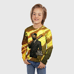 Лонгслив детский XXXTentacion в пиджаке с битой, цвет: 3D-принт — фото 2