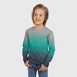 Лонгслив детский Градиент серо-зеленый, цвет: 3D-принт — фото 2