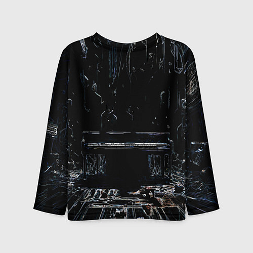 Детский лонгслив Линейный силуэт музыканта / 3D-принт – фото 2