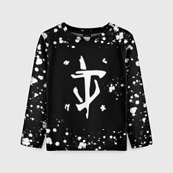 Лонгслив детский Doom брызги белых красок, цвет: 3D-принт