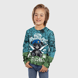 Лонгслив детский Медведь десантник на фоне флага ВДВ, цвет: 3D-принт — фото 2