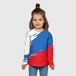 Лонгслив детский Белый Синий Красный, цвет: 3D-принт — фото 2
