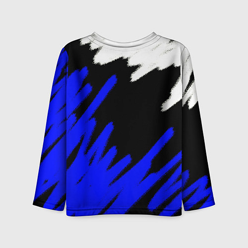 Детский лонгслив Россия чёрно-синий штрихи / 3D-принт – фото 2