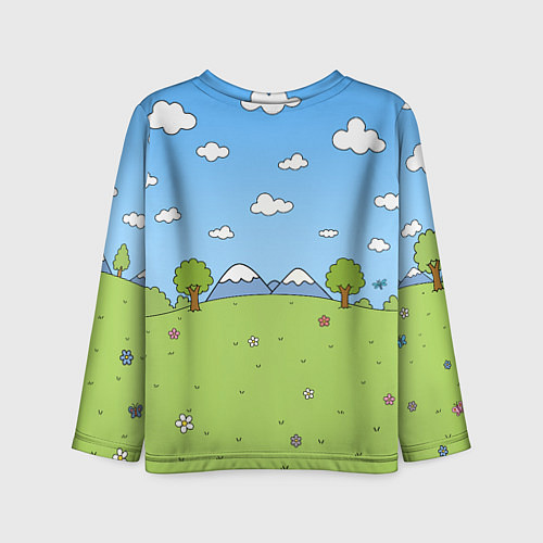 Детский лонгслив Queen мультяшный стиль на поляне / 3D-принт – фото 2