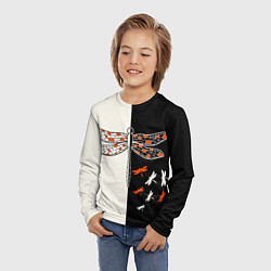 Лонгслив детский Стрекозы на черно-белом, цвет: 3D-принт — фото 2