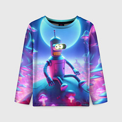 Лонгслив детский Bender bending robot on the amazing neon mushroom, цвет: 3D-принт