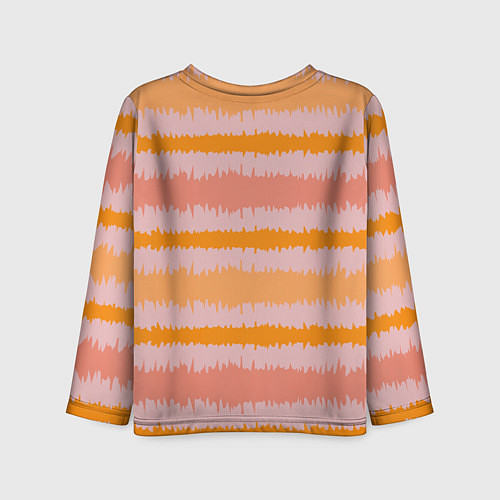 Детский лонгслив Полосы зигзагообразные оранжево-розовые / 3D-принт – фото 2
