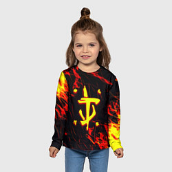 Лонгслив детский Doom огненные искры, цвет: 3D-принт — фото 2