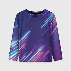 Лонгслив детский Абстракция бело синие красные полосы, цвет: 3D-принт
