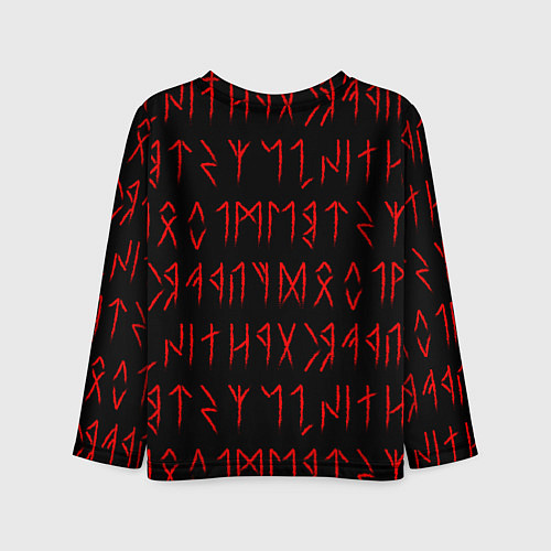 Детский лонгслив Красные символы древних рун крупные - паттерн / 3D-принт – фото 2