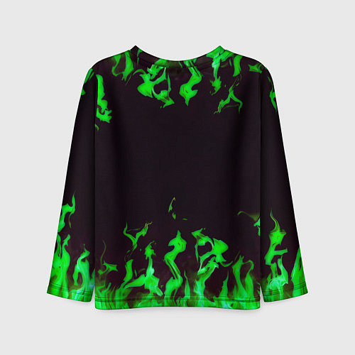 Детский лонгслив Doom зелёный огонь / 3D-принт – фото 2