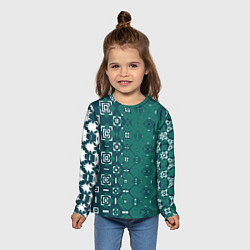 Лонгслив детский Изумрудные узоры, цвет: 3D-принт — фото 2
