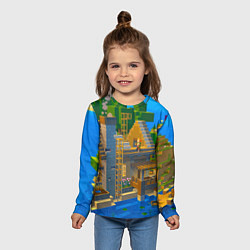 Лонгслив детский Майнкрафт - водный дом, цвет: 3D-принт — фото 2